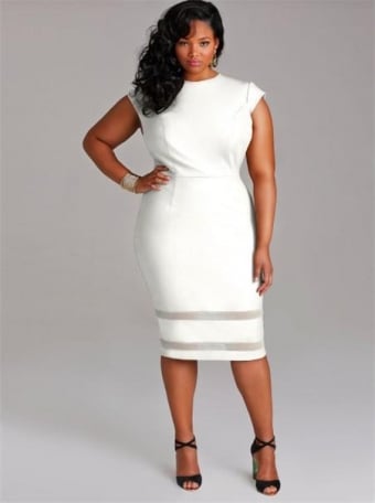 Plus size 2024 white pencil dress